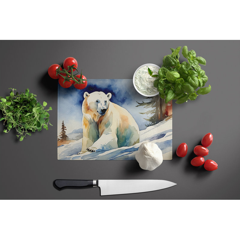 Polar Bear Glass Cutting Board Large