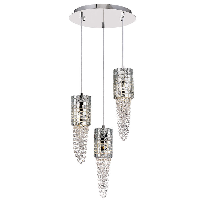 3 - Light Kitchen Island Pendant, Polished Chrome