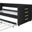 Lit de jour moderne simple avec lit gigogne, structure de canapé en velours noir avec accents dorés, lit d'invité peu encombrant pour la chambre ou le salon