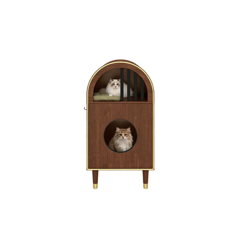 Enceinte de litière pour chat 2 en 1 et lit pour chat, abri pour chat à deux niveaux, havre de luxe pour chat avec une arche, jolie maison pour 2 chats