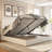 Lift Up Storage Bed Frame / Vertical Channel Tufted Headboard-1614852992-1614852995