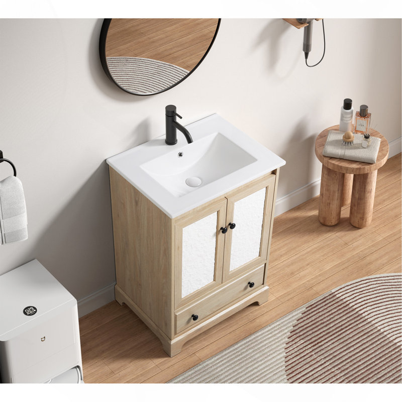 Base de meuble-lavabo de salle de bain en bois prêt à assembler 24 po de largeur sans lavabo