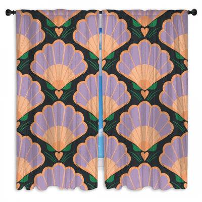 Rideaux à motif de coquillages et coquillages obscurcissant - 2 panneaux