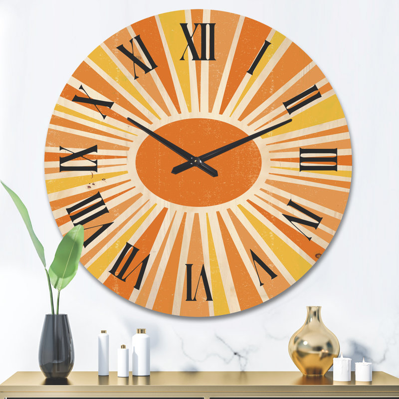 Horloge murale minimaliste en rayons de soleil brillants I, Très grand