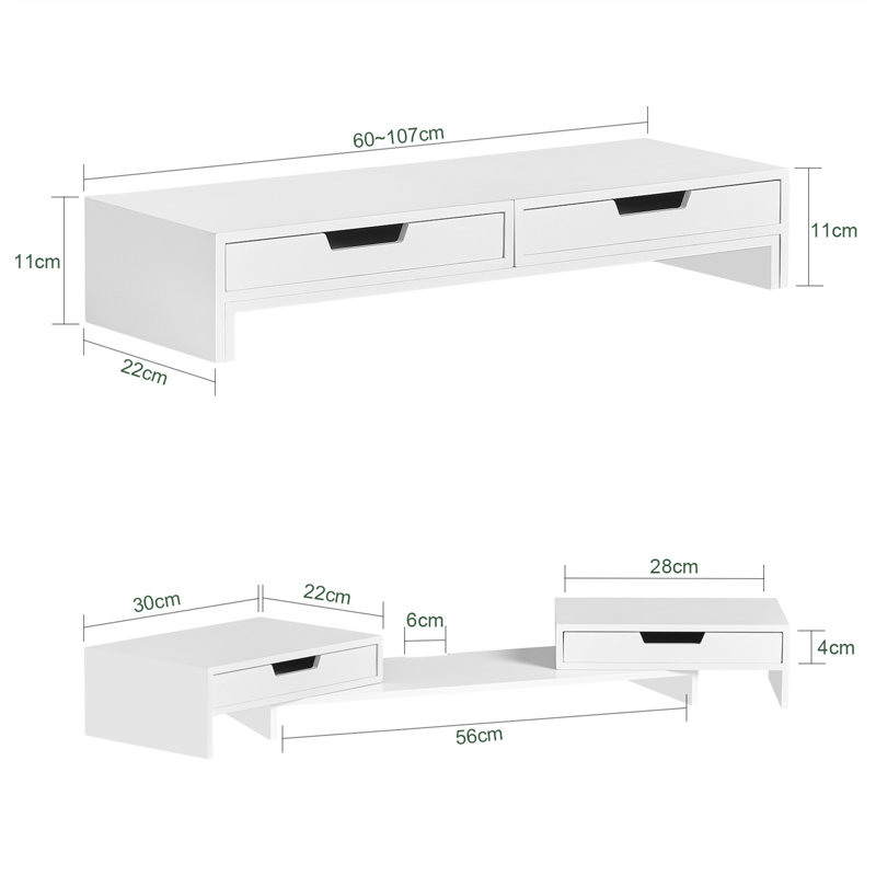 Primavera Wood Monitor Stand, White