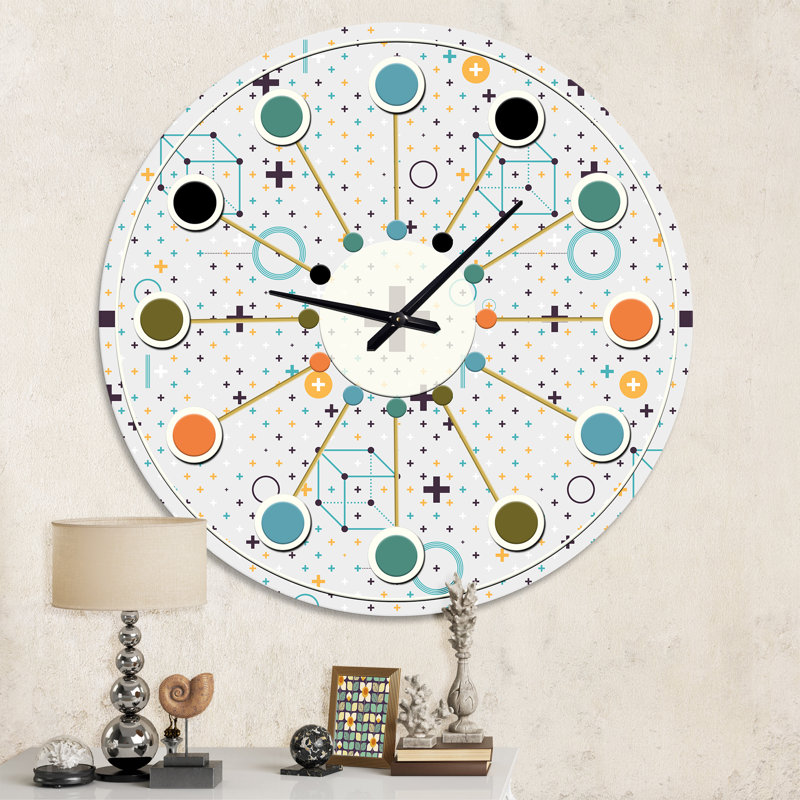 Éléments géométriques minimalistes - horloge murale moderne Mid-Century, Moyenne