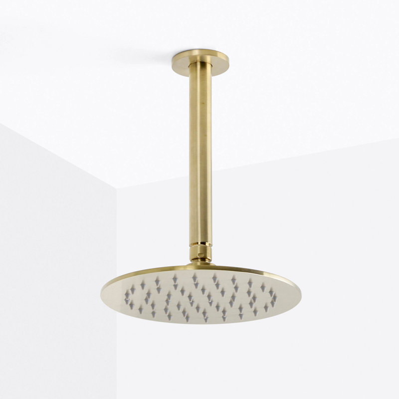 Metro Complete Round Shower Head - Ceiling Mount - 8" Brass/Brushed Nickel, Satin Brass