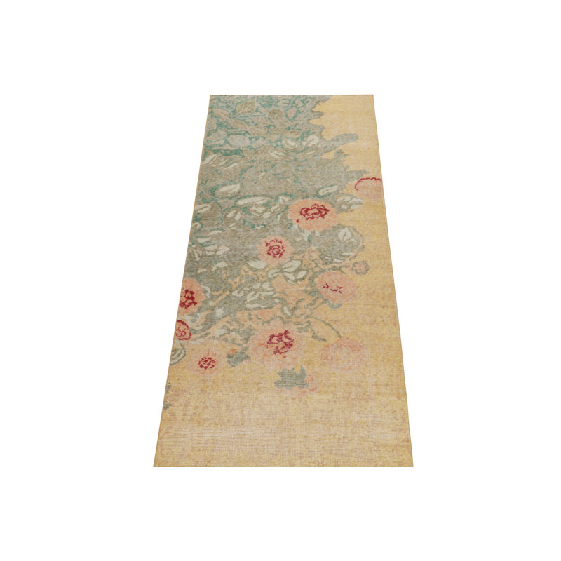 Distressed Homage Wool Floral Area Rug, Runner 2'6" x 10'