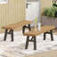 Ensemble de 2 bancs d'extérieur avec plateau en bois d'acacia à lattes