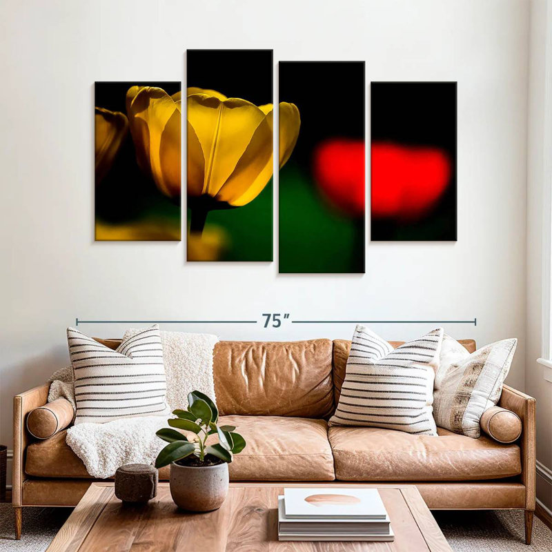 Harnek tulipes jaunes en fleurs, H 42 po x l 68 po