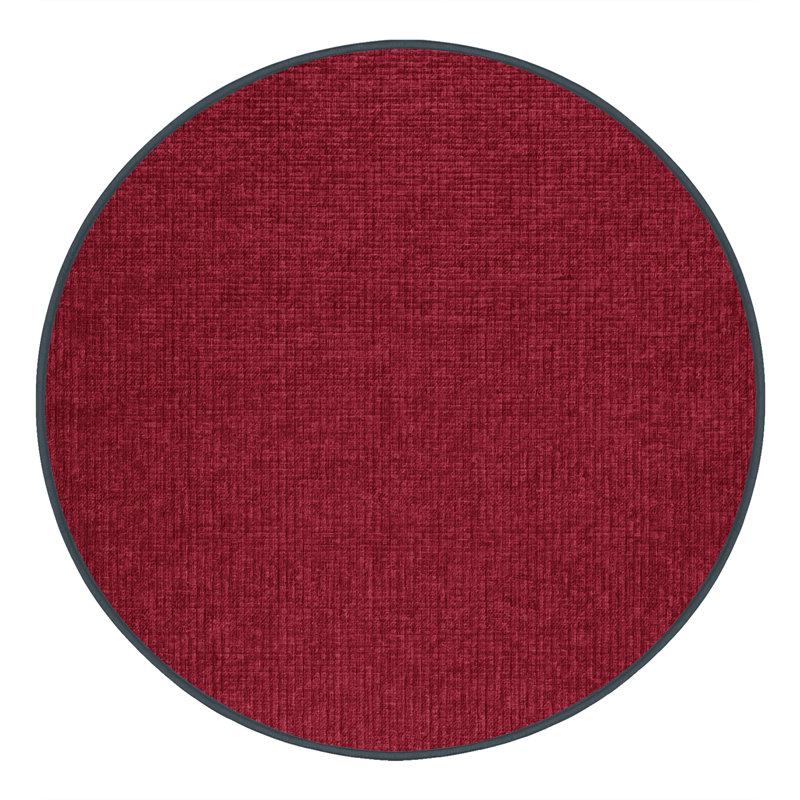 Machine Washable Solid Red Area Rug, Round 6'