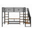 Lit mezzanine pleine grandeur en métal avec escalier, sans sommier tapissier, robuste et durable-1540281302