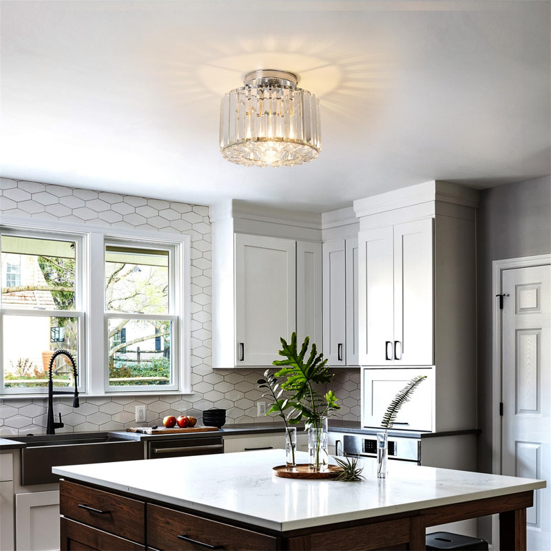 Crystal Semi Flush Mount, E27 Bulb