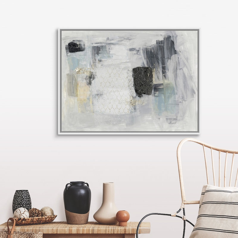 Reproduction d’art sur toile baroque abstrait I, H 32 po x l 42 po x P 1,75 po, Cadre blanc
