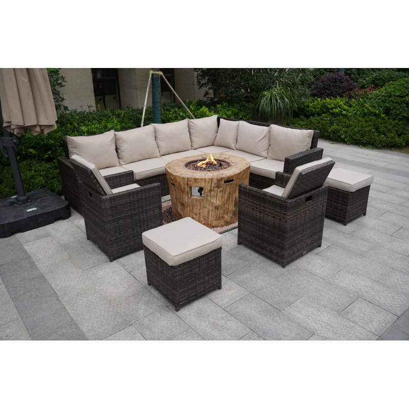 10 - Person Patio Conversation Set with Cushions