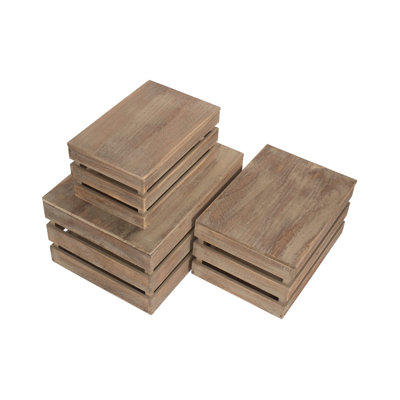 Slatted Manufactured Wood 3 Piece Organiser Box Set
