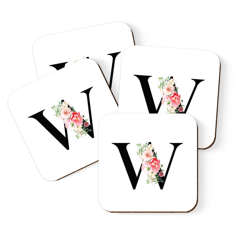 Sous-verre à motif floral rosé, W
