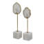 Ensemble de 2 statues décoratives, agate blanche et marbre, accent doré