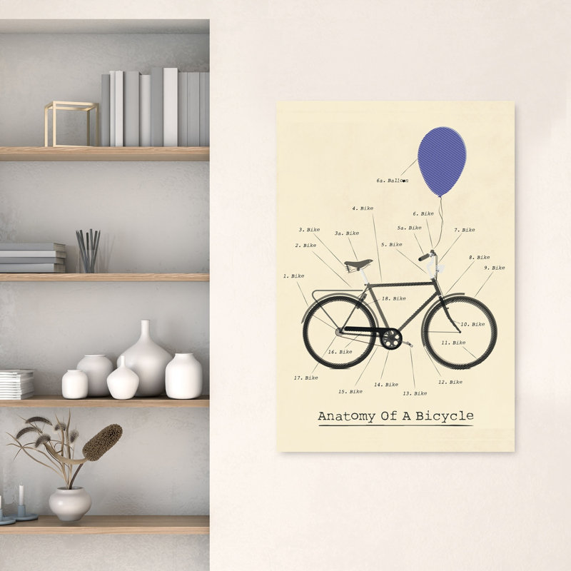 Anatomie d'une bicyclette, paysage contemporain abstrait, art mural, 48" H x 32" W