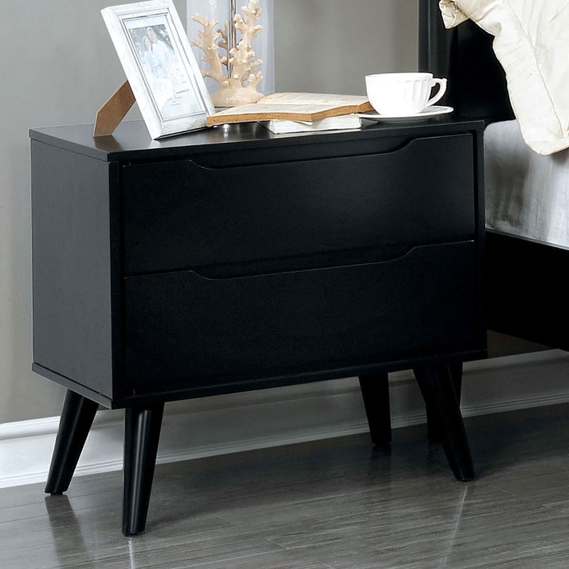 Table de chevet 1 pièce Mid-Century, Noir