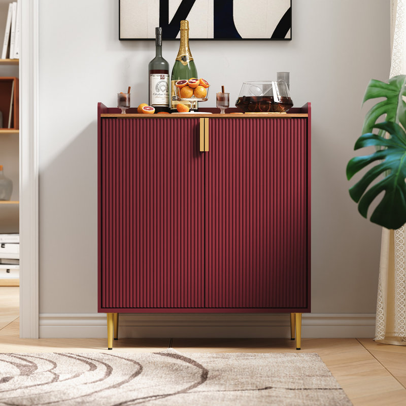 Armoire à café moderne avec porte-bouteilles et tiroir de rangement 31,6 po Teaire, Rouge