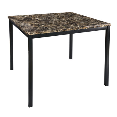 Table carrée en faux marbre à hauteur de comptoir avec structure en métal pour salle à manger