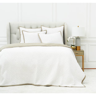 Courtepointe blanche / jaune 100% coton