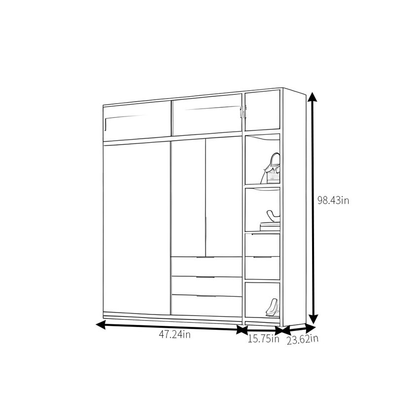 Armoire classique rétro, H 98,43 po x l 62,99 po x P 23,62 po