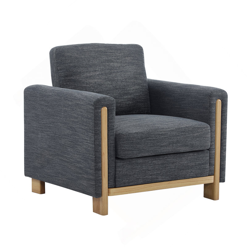 Fauteuil rembourré en tissu Harmonia, Gris anthracite