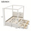 Upholstery Canopy Platform Bed with Trundle and Three Storage Drawers, Beige-2005490138-2003105564