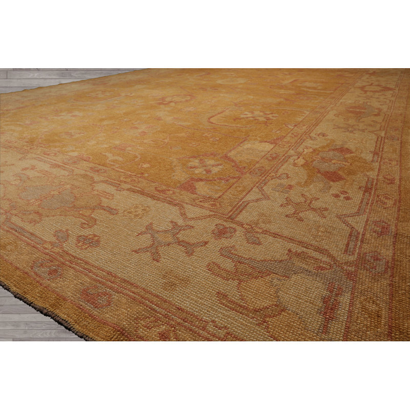 Tapis traditionnel en laine noué à la main 10 pi 2 po x 14 pi 6 po Oushak