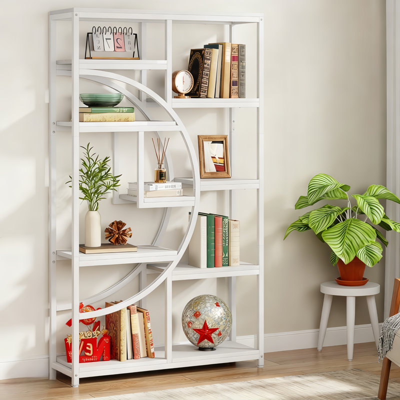 175cm H x 95cm W Iron Etagere Bookcase, White