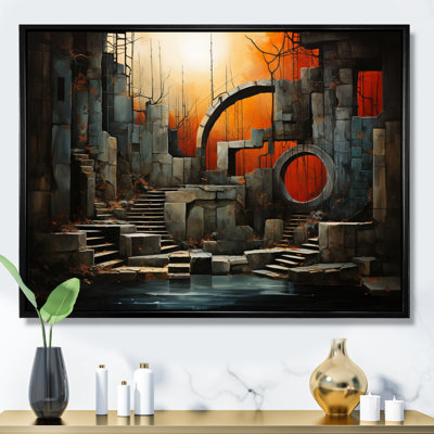 Tunnel surréel, collage sur toile
