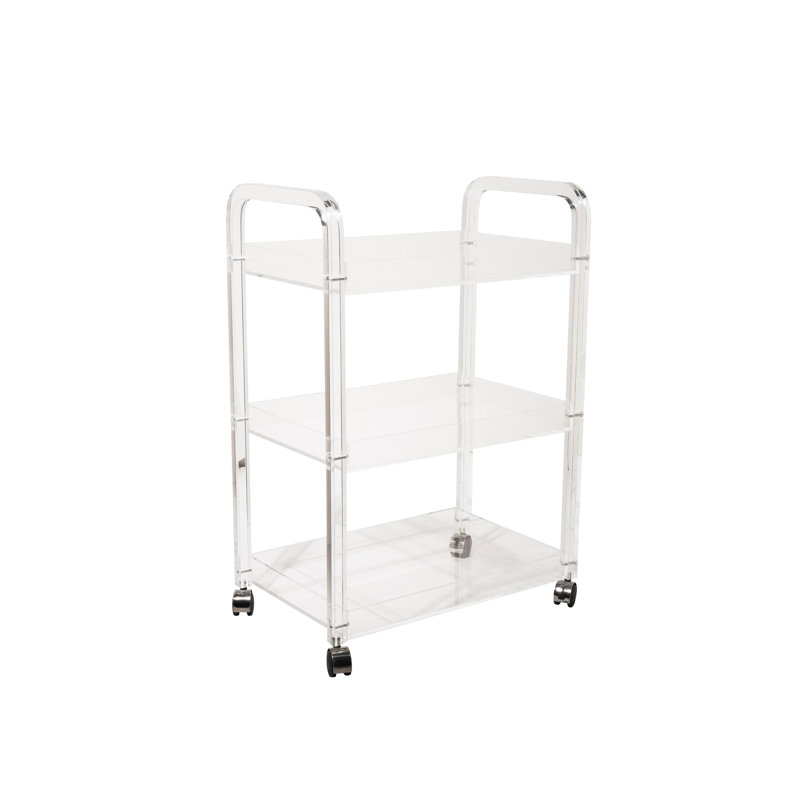 Acrylic 3-Tier Bar Cart on Casters