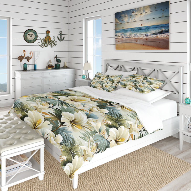 Natural Tranquility Tropical Pattern - Ensemble de housse de couette tropical