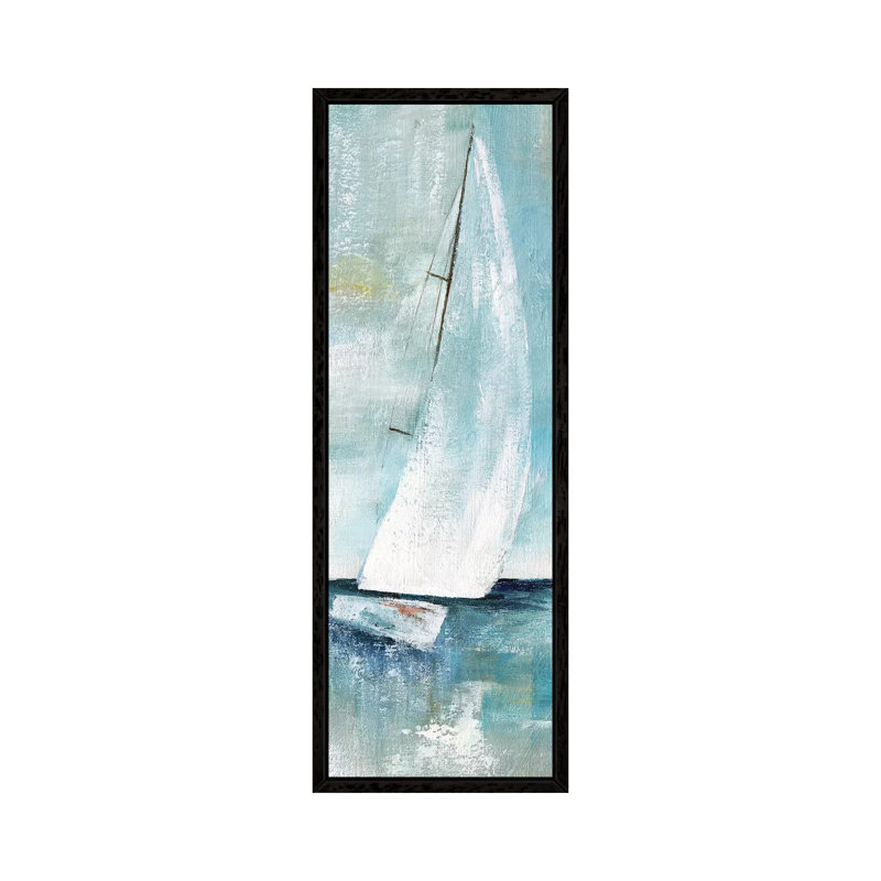Simply Sailing I by Nan - Panoramic Painting on Canvas, 121.92 cm H x 40.64 cm W, Black Framed