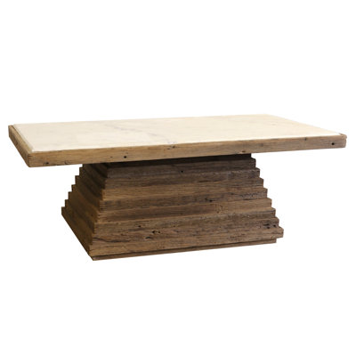 Mesa Wooden & Marble Coffee Table - Natural & White