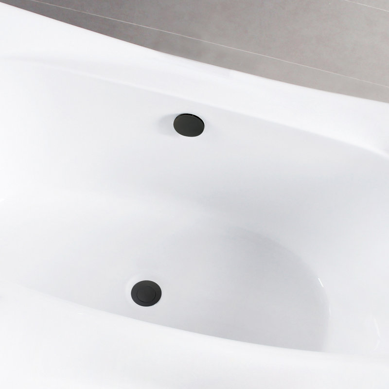 Kingston Brass Aqua Eden 66-Inch Acrylic Rectangular Double Ended Freestanding Tub with Overflow/Drain Assembly, Matte Black