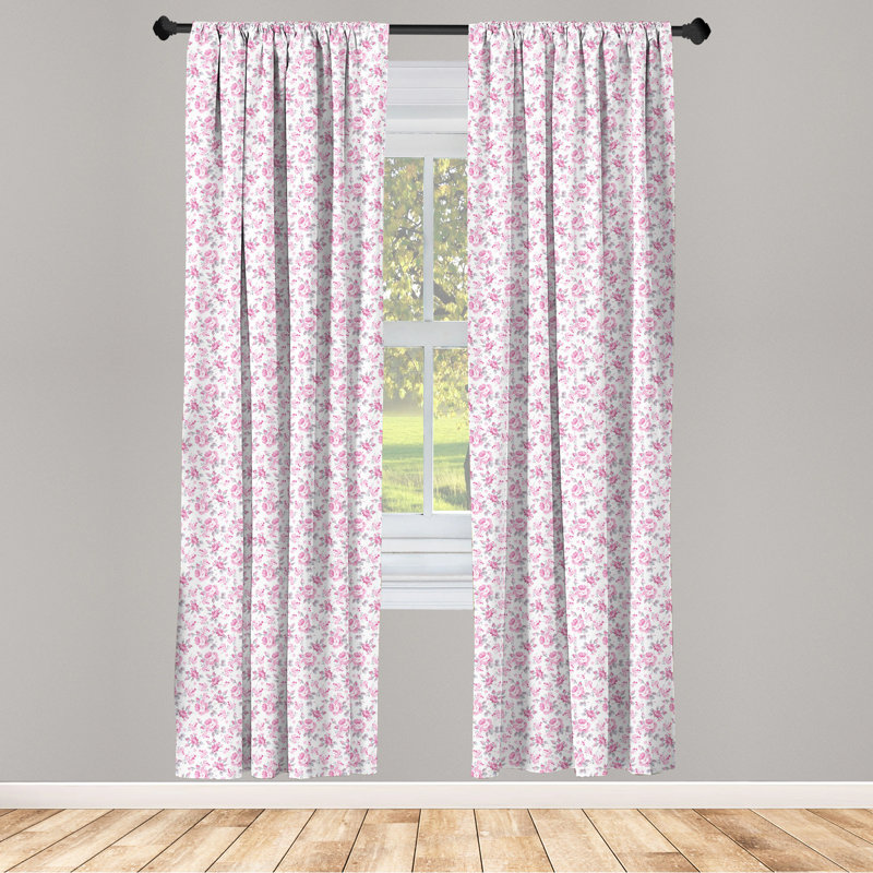 Shabby Floral Semi-Sheer Rod Pocket Sliding Panel, 28" x 95"