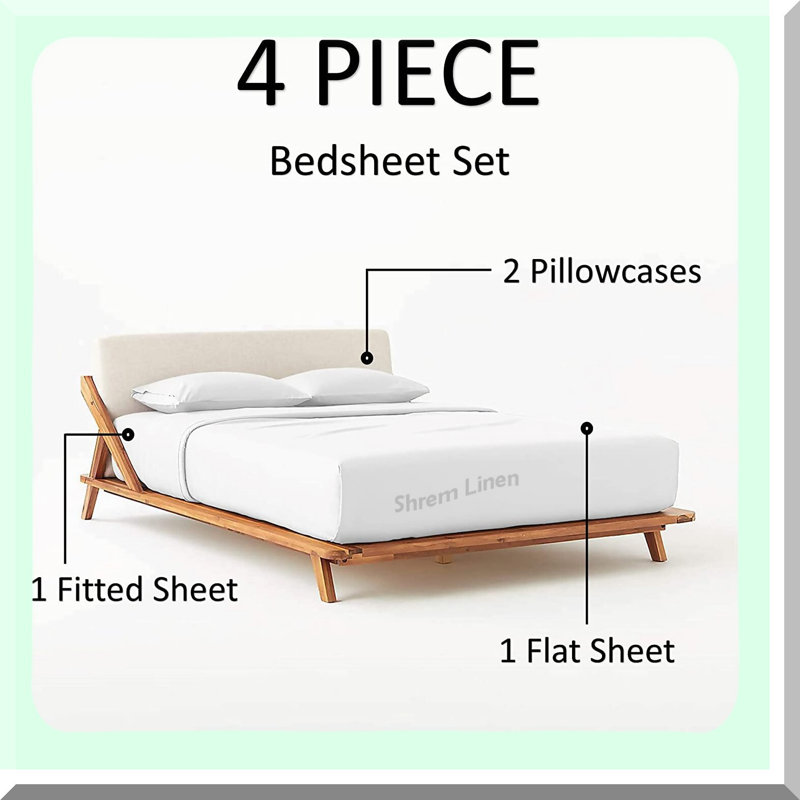 Cotton RV Bunk Sheets Set - White Solid, 28x75 Inch, Deep Pocket, 4 Piece