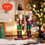 Ensemble de 2 décorations de Noël en forme de casse-noisette en bois, roi et garde, figurines de casse-noisette