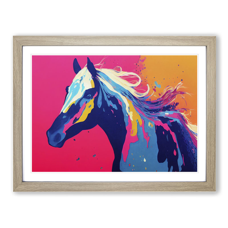 Horse Splash Vol.1 1 Piece Single Picture Frame Wall Art, 25cm H x 34cm W x 2cm D, Oak Framed