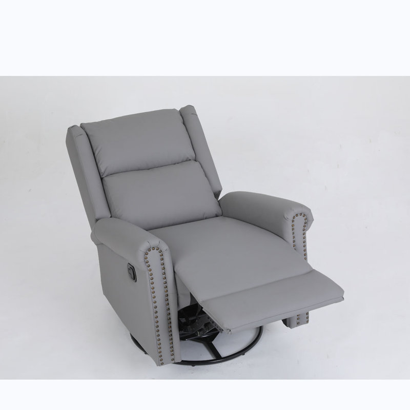 Fauteuil inclinable manuel pivotant à 360 degrés avec garniture cloutée, Gris