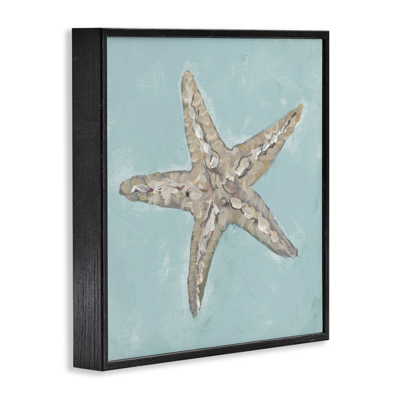 Impression d'étoile de mer bleue, estampe numérique par Julie DeRice, Giclée encadrée noir minuit, H 24 po x l 24 po