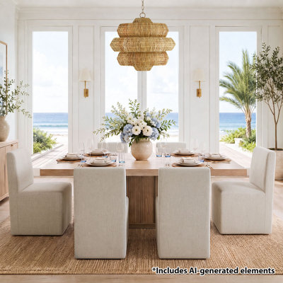 Modern Linen Blend Upholstered Parsons Dining Chairs with High Back