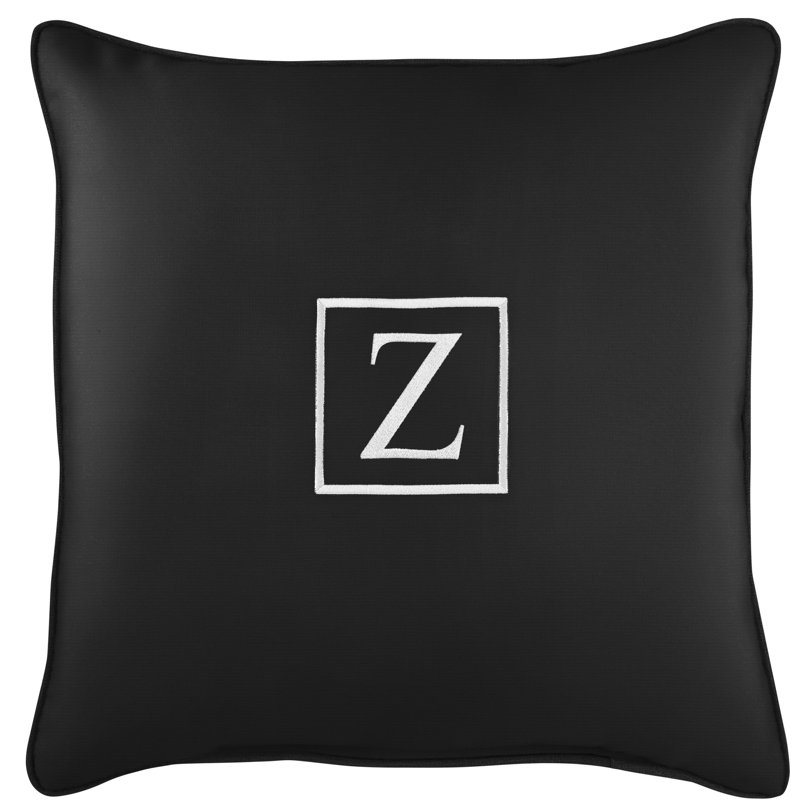 Kettil Embroidered Sunbrella® Outdoor Throw Pillow, Z, Black