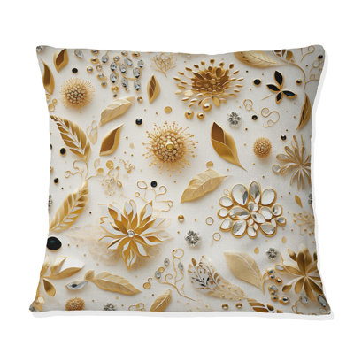 White And Gold Glam Marble Pattern - Marble Polyester Throw Pillow