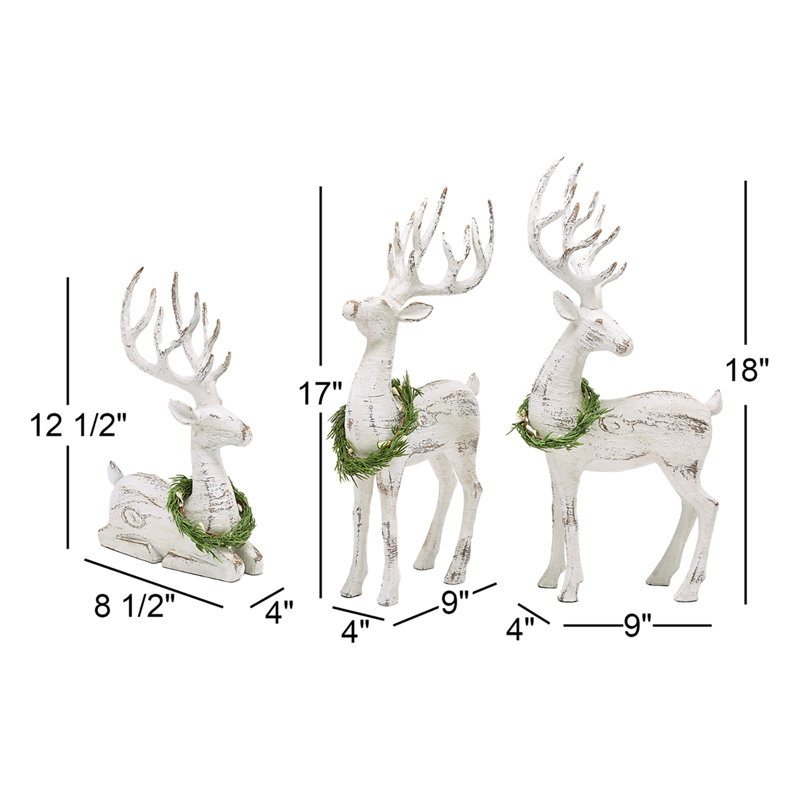Trio de cerfs blanchis à la chaux
