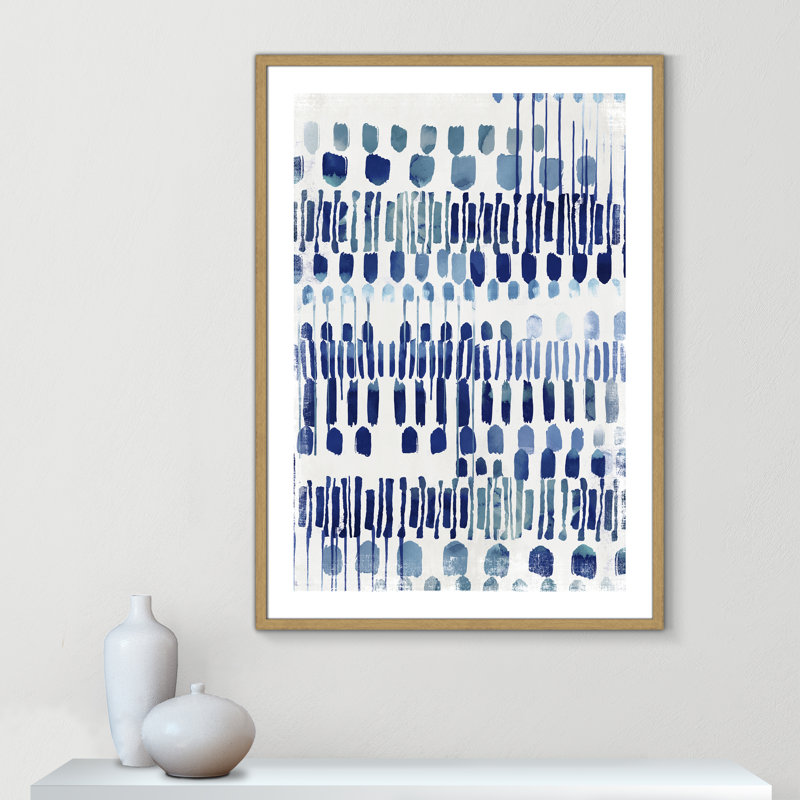 Fynn Continuately I - reproduction d'art, Blanc, Papier avec cadre à grain de bois naturel, H 41,5 po x l 29,5 po x P 0,75 po