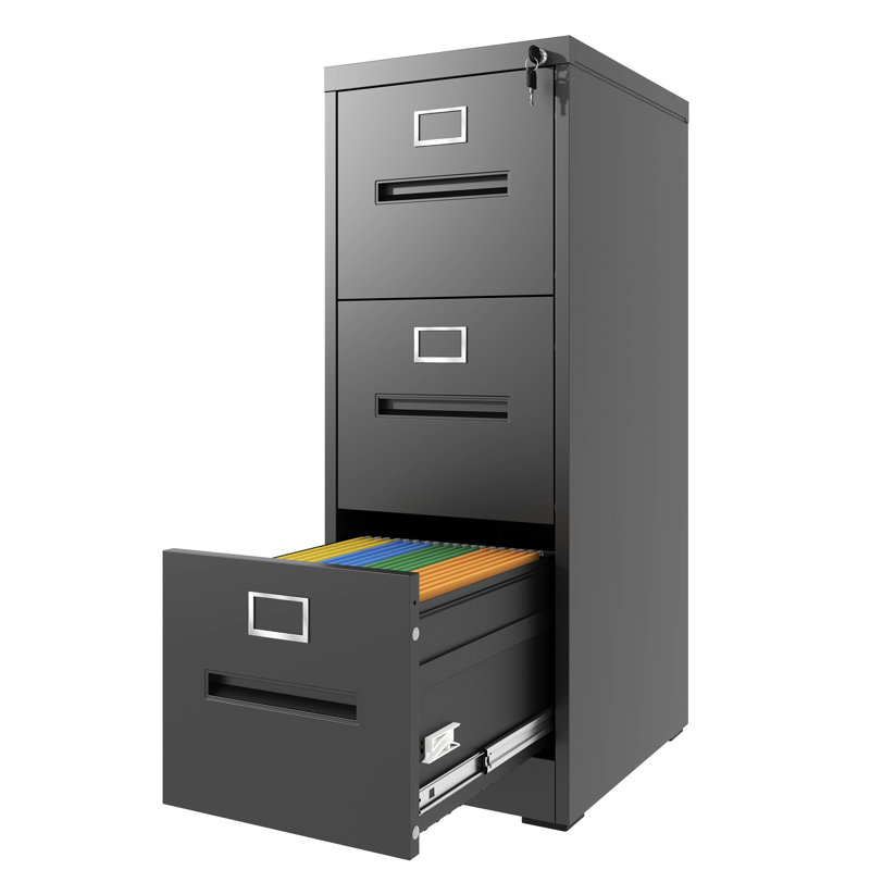 Classeur à 3 tiroirs avec serrure, usage domestique, format lettre A4, construction, rangement haute sécurité, acier, surface lisse